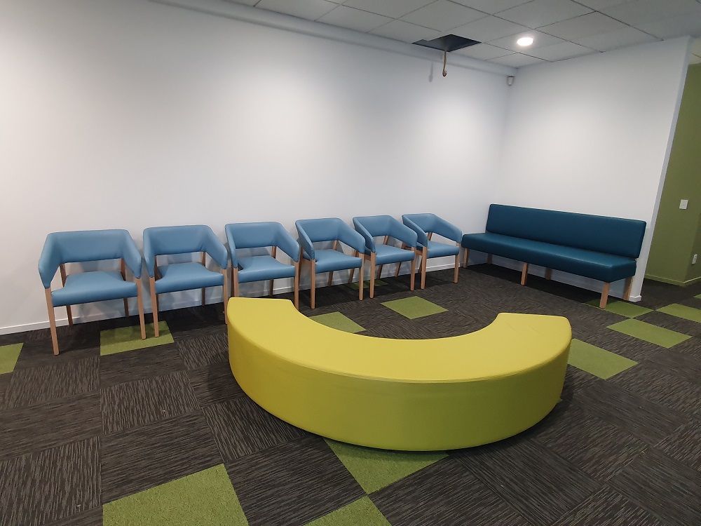 Healthcare Seating Lane Banquette, in reception area